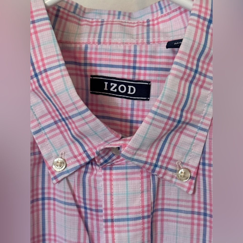 IZOD Women’s candy Pink Plaid Shirt size M Medium MSRP $60.00
